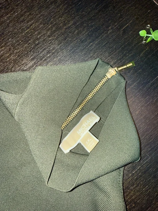 Michael Kors Olive Green Knit Dress with Gold Hardware - Picture 6 of 7